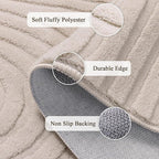 SHACOS Soft Cozy Fluffy Arch Pattern High Low Pile Area Rugs 4'x6' Non Slip Washable Scandinavian Minimalist Rug Modern Geometric Arc Carpet for Living Room Bedroom Dining Room, Beige