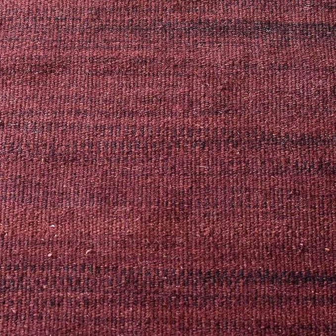 Rugsotic Carpets Hand Woven Flat Weave Kilim Wool ECO-Friendly Area Rugs - 10'x10', Square Shape, Dark Red Color, Solid Plain Design, Low Pile Handmade Rugs for Living Room, Bed Room (D00111)
