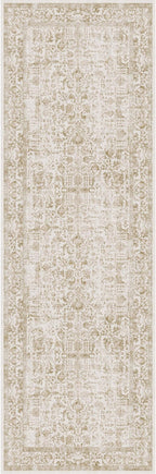 Light Brown Runner Rug 3x8 Hallway Machine Washable Kitchen Vintage Distressed Non Slip Long Carpet Indoor Retro Floral Bedroom Accent Throw Rug for Bathroom Office Laundry Dining Room