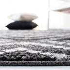 SAFAVIEH Adirondack Collection Area Rug - 6' Square, Black & Ivory, Modern Diamond Distressed Design, Non-Shedding & Easy Care, Ideal for High Traffic Areas in Living Room, Bedroom (ADR131A)