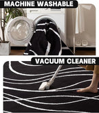 YIHOUSE Black Modern Area Rug 6x9,Abstract Rugs for Bedroom,Black and White Geometric Rug,Minimalist Striped Rug,Dark Washable Area Rugs 5x7 Non Slip Rugs for Living Room，Office