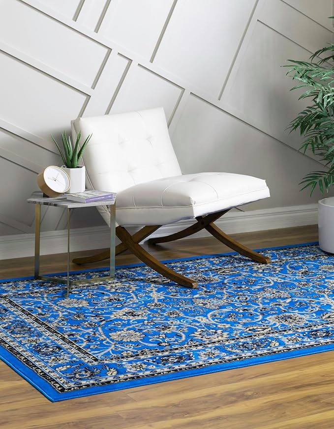 Unique Loom Sialk Hill Collection Area Rug - Washington (5' 3" x 8' Rectangle Dark Blue/Black)
