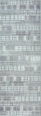 Bloom Rugs Washable Non-Slip 10 ft Runner - Gray Striped Runner for Entryway, Hallway, Bathroom, and Kitchen - Exact Size: 2.5' x 10'