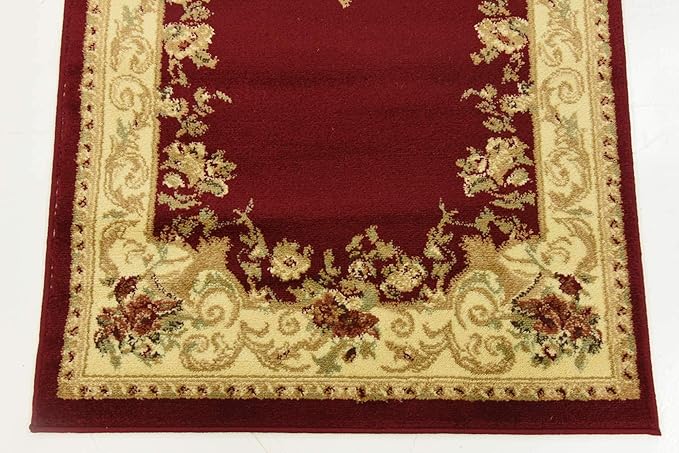 Unique Loom Versailles Collection Traditional Classic Floral Motif Area Rug (2' 7 x 10' 0 Runner, Burgundy/ Ivory)