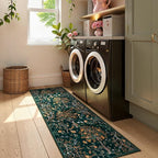 Morebes Boho Floral 2x6 Kitchen Runner Rug, Washable Rug Runners for Hallways Non Slip, Soft Botanical Flower Indoor Floor Carpet Runners for Bathroom Entryway Laundry Room, Dark Green