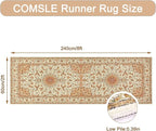 COMSLE Boho Washable Runner Rug for Hallway Faux Wool Small Kitchen Area Rug Distressed Throw Rug Non-Slip Laundry Room Carpet Runner for Entryway Indoor Bedroom, 2' x 8'