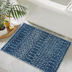 Lahome Moroccan Indoor Rugs for Entryway 2x3 Area Rug Non-Slip Backing Washable Inside Door Mats Low-Profile Throw Soft Rugs for Bathroom, Geometric Print Distressed Blue Rug for Kitchen Bedside
