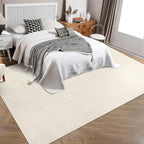 RUGSREAL Bedroom Area Rug 4x6 Modern Abstract Area Rug Stain Resistant Small Living Room Rug Contemporary Dining Room Rug Non-Slip Solid Rug Aesthetic Accent Floor Carpet for Kitchen Office, Cream