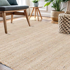 REDEARTH · Jute Cotton Area Rug - 6'x9' Rectangular Rug, Sustainable Handwoven, Non-Shedding, Soft & Durable – Reversible, Neutral Tones for Home Décor in Living Room, Dining Room, Bedroom