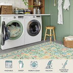 Lahome Machine Washable Area Rugs 8x10 Non Slip, Soft Boho Living Room Rugs, Ultra-Thin Vintage Cottage Throw Carpet for Home Office Dinning Room Kids Playroom, Green/Multi