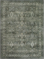 Lahome Boho Green Area Rugs 9x12 Living Room,Washable Large Rugs for Bedroom Aesthetic,Vintage Distressed Non Slip Low Pile Dining Room Rug Carpet for Home Office Playroom(9'x12',Green)