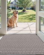LUMI Handwoven Indoor Door Mat 24"x71", Non-Slip Low Profile Checkered Inside Doormat, Comfort Weave Grid Pattern Floor Mats, Taupe