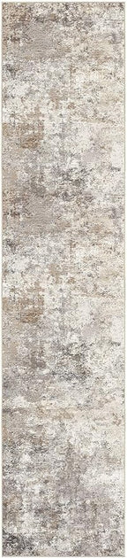 2X10 Washable Runner Rug for Hallway: Soft Neutral Modern Abstract Area Rug - Non-Slip Low Pile Long Throw Indoor Carpet for Kitchen Entryway Kitchen Bedroom Laundry - Brown Grey