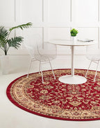 Unique Loom Sialk Hill Collection Area Rug - Washington (5' Round Burgundy/Cream)