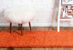 Unique Loom Solid Shag Collection Area Rug (2' 6" x 19' 8" Runner, Tiger Orange)
