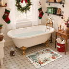 Lahome Floral Christmas Rug, 2x4 Washable Christmas Kitchen Rugs Indoor Ultra-Thin, Soft Christmas Rugs for Entryway Door Mat Holiday Rugs for Bathroom Bedroom, Beige/Multi