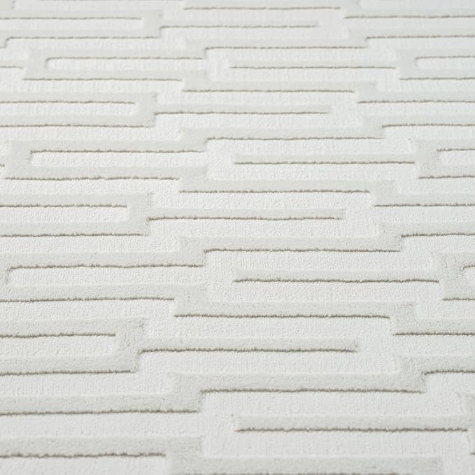 Abani Cream Area Rug for Living Room, Bedroom -Geometric Pattern - 8 x10 -Durable & Easy to Clean