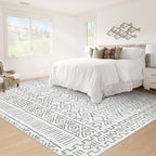 6x9 Area Rug Living Room: Washable Boho Geometric Moroccan Rug Neutral Modern Farmhouse Indoor Soft Non Slip Ultra Thin Printed Pattern Carpet for Dining Room Bedroom Nursery Home (BeigeBrown, 6'x9')