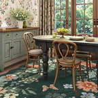 Lahome Floral Washable 6x9 Area Rugs, Soft Bedroom Rug for Living Room Ultra-Thin Non Slip Dining Room Rug, Stain Resistant Boho Rugs Easy Clean Throw Carpet for Office(6'x9',Dark Green)