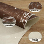 AROGAN Western Decor Faux Fur Cowhide Rug, 5.2x6.3 Feet Premium Animal Skin Cow Hide Rug, Sturdy Cow Print Rugs for Wall Decor, Western Floor Carpet for Bedroom Living Room, Spotted Brown