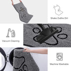 Smiry Dog Door Mat for Muddy Paws, Absorbent Dirt Trapper Non Slip Quick Dry Washable Chenille Mat for Mud Dogs, Entry Rug for Indoor and Outdoor (36x24 Inches, Dark Grey and Black)