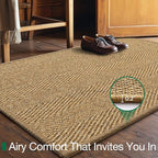 LUMI Handwoven Sisal Door Mat, Non-Slip Durable Entryway Mat, Welcome Front Doormat, Solid Floor Mats for Entrance, 32"x48", Herringbone Sisal