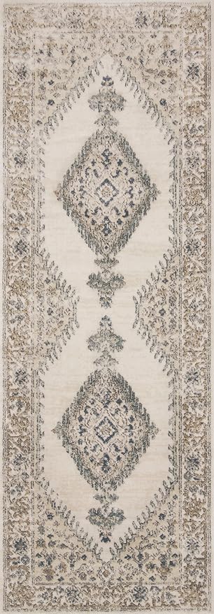 Loloi Teagan Collection TEA-02 Oatmeal/Ivory 2'-8" x 4' Accent Rug, Large, Soft Neutral Rug, High-Traffic for Living Room, Bedroom, Home Office, Dining Area