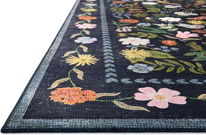 Loloi Rifle Paper Co. Canopy Collection CNP-04 Black 6'-0" x 9'-0" Area Rug
