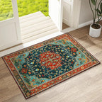 WILLSUN Washable Area Rugs, 2x3 Non-Slip Boho Small Area Rugs for Entryway, Kitchen, Bathroom, Machine Washable Vintage Rug, Indoor Floral Print Carpet for Home Decor, Kid & Pet Friendly Mat