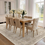 Beige Taupe Area Rug 6x9, Vintage Neutral Earth Tone Rugs for Living Room Bedroom, Washable Non Slip Low Pile Thin Carpet Rug for Dining Room Playroom Guest Room Home Office