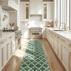 Area Rug 2x10, Moroccan Trellis Print Carpet, Machine Washable Non-Slip Rugs for Living Room, Bedroom, Dining Room & Entryway, Green