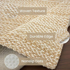 IOHOUZE Washable Runner Rug 2x6 Non Slip Runners for Hallways Entryway Runner Indoor, Kitchen Rugs Woven Cotton Floor Carpet for Kitchen Hall Entrance Bedroom, Warm Beige/Orange/Apricot