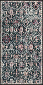 Lahome Kitchen Rugs Non Slip Washable Rugs for Entryway, 2x4 Rug Non-Slip Moroccan Trellis Ultra-Thin Indoor Door Mat Small Carpet for Bathroom Bedroom Entry, Black/Multi