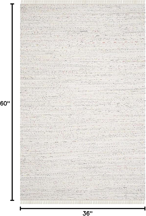 SAFAVIEH Rag Rug Collection Accent Rug - 3' x 5', Ivory & Multi, Handmade Boho Stripe Cotton, Ideal for High Traffic Areas in Entryway, Living Room, Bedroom (RAR121G)