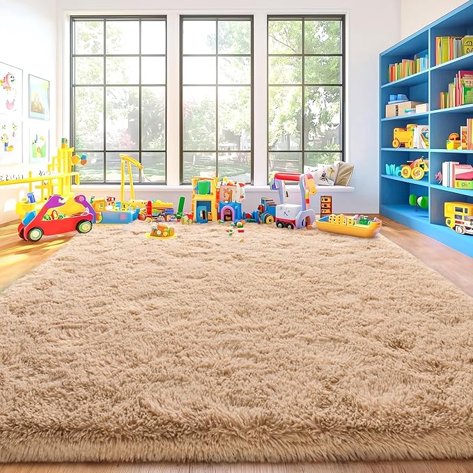 Area Rugs for Living Room, Soft Shaggy Carpets for Living Room, Fuzzy Rugs for Kids' Room, Perfect Decor for Modern Home Camel 6x9 Feet