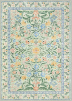 Wonnitar Machine Washable 5x7 Area Rug, Boho Floral Rugs for Living Room Non-Slip, Soft Pink and Green Flower Ultra-Thin Non Shedding Carpet for Bedroom Dining Room Nursery