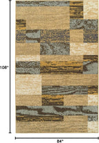 SUPERIOR Indoor Area Rug, Jute Backed, Modern Geometric Patchwork Floor Decor for Bedroom, Office, Living Room, Entryway, Hardwood Floors, Rockwood Collection, 7' x 9', Light Blue-Beige