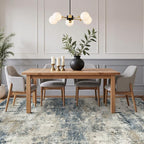 8x10 Area Rugs Washable Blue Rug for Living Room Bedroom, Abstract Modern Large Rug Non Slip, Water Repellent Low Pile Soft Carpet for Dining Room, Navy Blue
