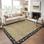 GarveeHome 10x13 Machine Washable Rugs for Living Room Large Area Rug Modern Floral Indoor Accent Carpet Low Pile Carpet Soft Throw Aesthetic Floor Cover for Bedroom Laundry Dining Room, Yellow