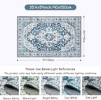 Moynesa Ultra-Thin Washable Vintage Area Rug - 4x6 Living Room Rug for Bedroom Office, Low Pile Non Slip Oriental Laundry Bathroom Mat Indoor Floor Carpet for Entrance Kitchen Mudroom
