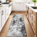 3x10 Washable Runner Rugs for Hallway: Easy-to-Clean Abstract Runners for Entryway Bedroom - Stain and Water Resistant Rugs with Non-Slip Backing - Soft Low-Pile Carpet Black Grey