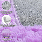 ONASAR Area Rugs for Bedroom Living Room, Washable 4x6 Fluffy Purple and White Throw Rug, Boho Geometric Soft Shaggy Fuzzy Plush Indoor Floor Carpet for Kids Teen Nursery Dorm Home Decor Aesthetic