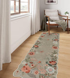 Lahome Floral Kitchen Runner, 2X6 Washable Runner Rug Non-Slip, Ultra-Thin Soft Hallway Rug Stain Resistant Boho Carpet for ‎Bedroom Laundry Bathroom, Brown