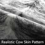 AROGAN Western Decor Faux Fur Cowhide Rug, 4 x 3 Feet Premium Animal Skin Cow Hide Rug, Sturdy Cow Print Rugs for Wall Decor, Western Floor Carpet for Bedroom Living Room, Black and Grey