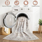 10x13 Area Rugs Living Room: Washable Boho Large Neutral Vintage Soft Rug Stain Resistant Farmhouse Non Slip Indoor Floor Carpet for Bedroom Nursery Kids Playroom Office Dining Room- Cream Grey