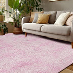 Andency Soft Area Rugs for Living Room Bedroom, 4x6 Fluffy Shaggy Bedside Rug, Non-Slip Large Shag Fuzzy Plush Carpets for Bedroom Kids Dorm Nursery Home Decor Aesthetic, Tie-Dyed White Pink