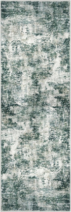 Modern Abstract Runner Rug 2x6, Grey Green Washable Kitchen Runner Non-Slip Soft Hallway Rug Runner Thin Print Faux Wool Carpet for Entryway Bedroom Laundry Room Indoor Home Decor