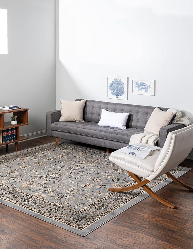Unique Loom Sialk Hill Collection Area Rug - Washington (7' 10" Square Gray/Black)