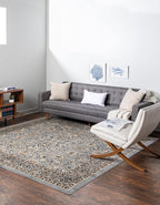 Unique Loom Sialk Hill Collection Area Rug - Washington (7' 10" Square Gray/Black)