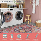 Lahome Bohemian Floral Medallion Runner Rug - 2x6 Hot Pink Hallway Runner Laundry Mat, Machine Washable Non-Slip Soft Indoor Carpet for Bathroom Bedside Basement Camper Home Decor, Fuchsia/Multi